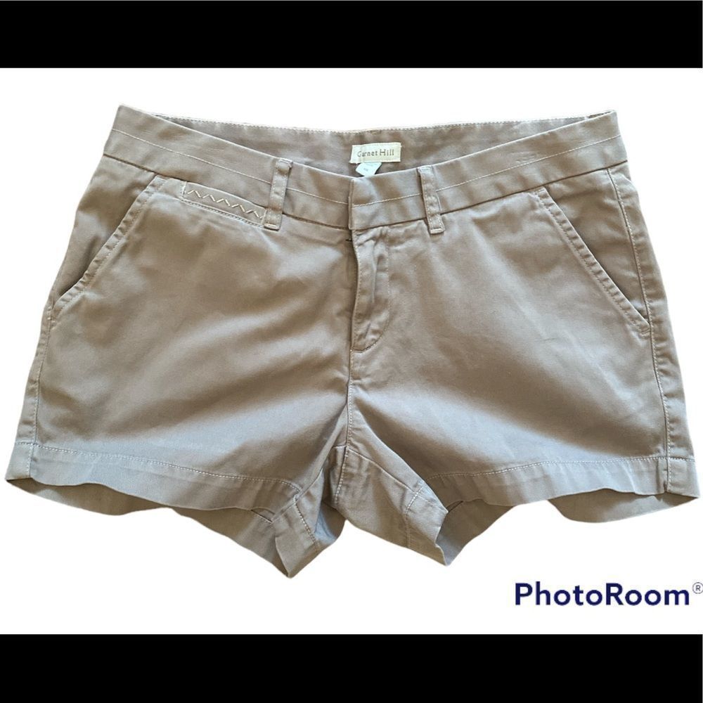 00 Garnet Hill Dark Khaki Colored Organic Pima and Lycra Shorts Womens